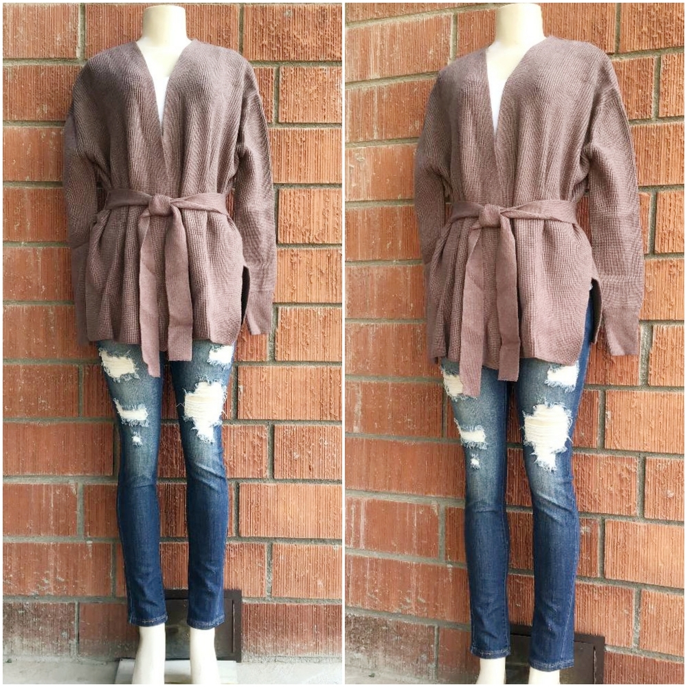 CURRENT AIR Anthro Cozy Chic Taupe Wrap Cardigan - Picture 2 of 9